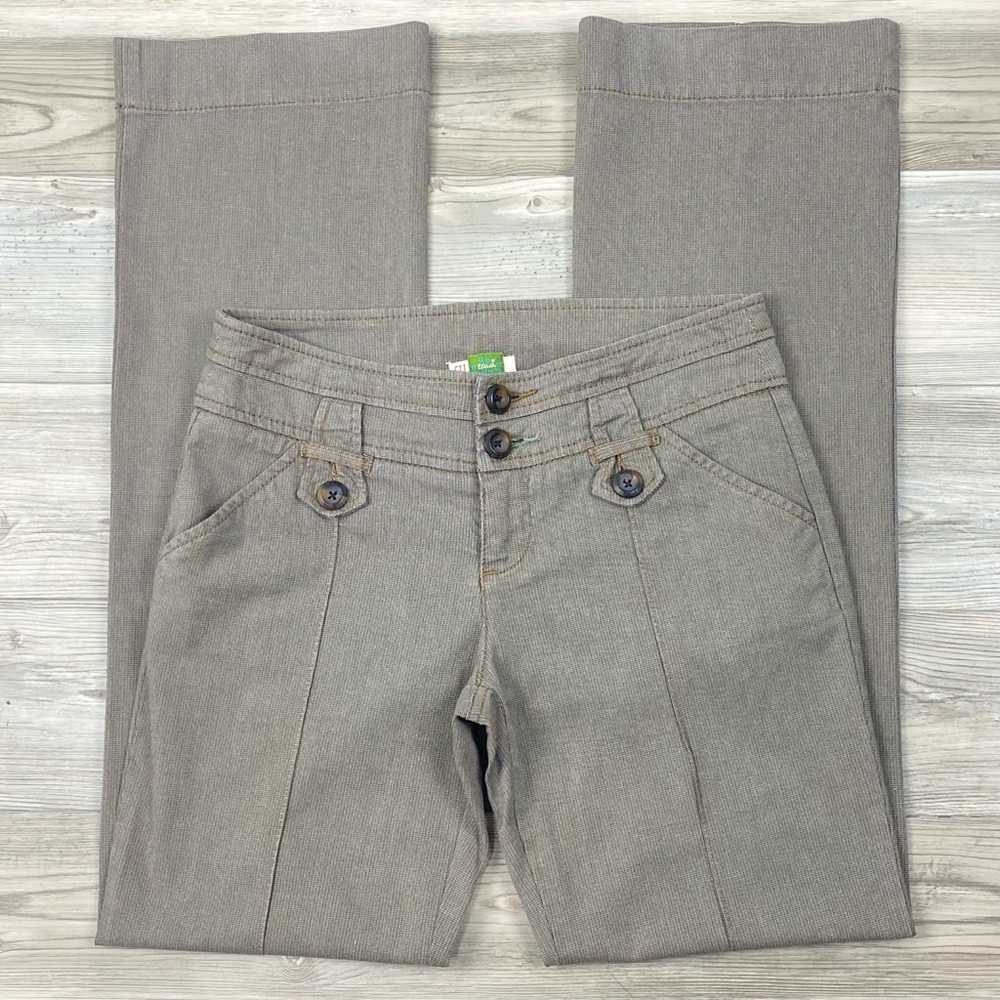 Anthropologie Ett Twa Mini Check Straight Leg Pants size 2 Tan & Blue